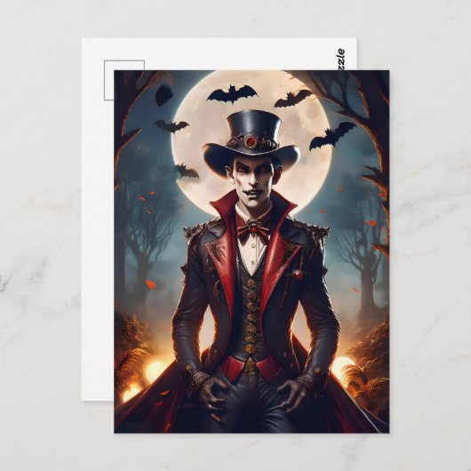 Halloween Steampunk Vampire Zombie Briefkaart (Voorkant / Achterkant)