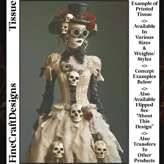 Halloween Steampunk Vrouw & Schedels S1R Decoupage Tissuepapier