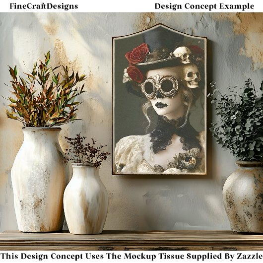 Halloween Steampunk Vrouw & Skulls S1 Decoupage Tissuepapier