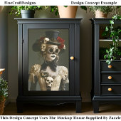 Halloween Steampunk Vrouw & Skulls S1R Decoupage Tissuepapier