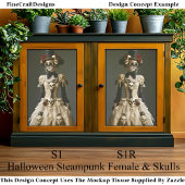 Halloween Steampunk Vrouw & Skulls S1R Decoupage Tissuepapier