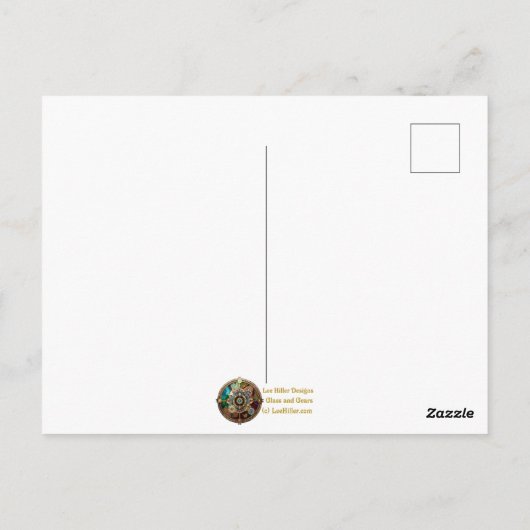 Halloween Steampunk Witch Moonlight Flight Briefkaart (Achterkant)