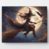 Halloween Steampunk Witch Moonlight Flight Fotoplaat (Voorkant)