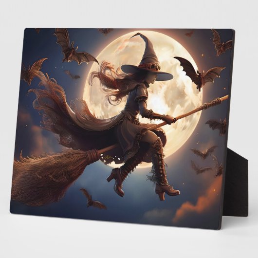 Halloween Steampunk Witch Moonlight Flight Fotoplaat (Zijkant)