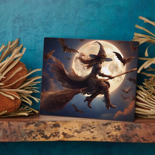 Halloween Steampunk Witch Moonlight Flight Fotoplaat (Zijkant)