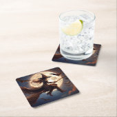 Halloween Steampunk Witch Moonlight Flight Kartonnen Onderzetters (Insitu)