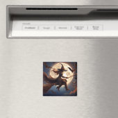 Halloween Steampunk Witch Moonlight Flight Magneet (Insitu (Vaatwasser))