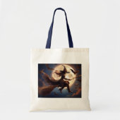 Halloween Steampunk Witch Moonlight Flight Tote Bag (Voorkant)