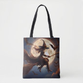 Halloween Steampunk Witch Moonlight Flight Tote Bag (Voorkant)