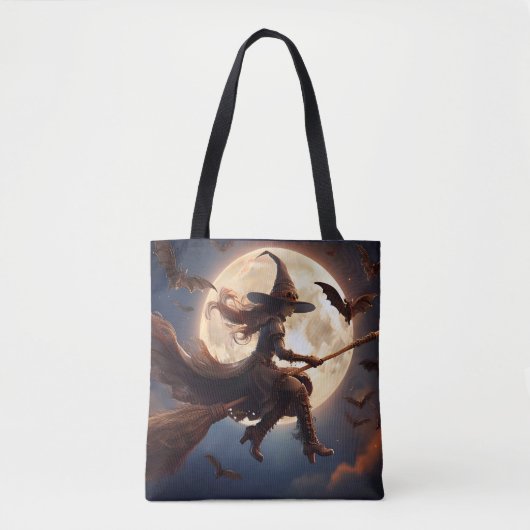 Halloween Steampunk Witch Moonlight Flight Tote Bag (Voorkant)