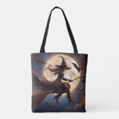 Halloween Steampunk Witch Moonlight Flight Tote Bag (Achterkant)