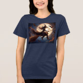 Halloween Steampunk Witch Moonlight Flight Tri-Blend Shirt (Voorkant)