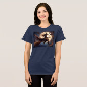Halloween Steampunk Witch Moonlight Flight Tri-Blend Shirt (Voorkant volledig)