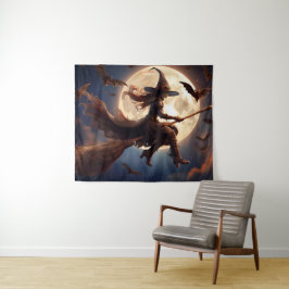 Halloween Steampunk Witch Moonlight Flight Wandkleed