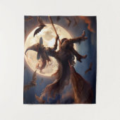 Halloween Steampunk Witch Moonlight Flight Wandkleed (Voorkant)