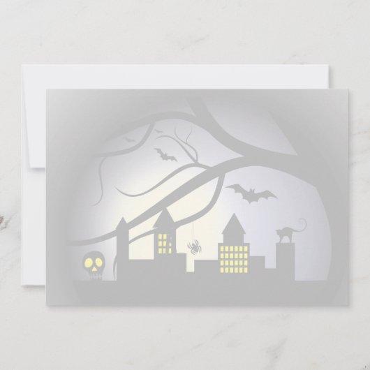 Halloween stedelijk landschap volwassen feestuitno kaart (Achterkant)