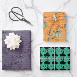Halloween stemming paars oranje en turquoise  inpakpapier vel