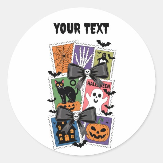  Halloween stempels - Spooky Retro Vibes Ronde Sticker (Voorkant)