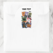  Halloween stempels - Spooky Retro Vibes Ronde Sticker (Tas)