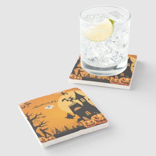 Halloween Stenen Onderzetter (Zijkant)