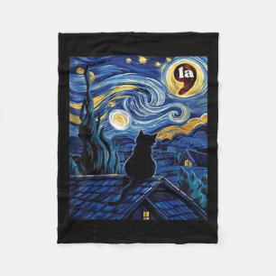 Halloween Sterrennacht Black Cat Comma La Kamala H Fleece Deken
