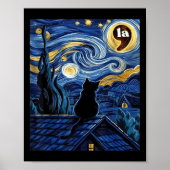 Halloween Sterrennacht Black Cat Comma La Kamala H Poster (Voorkant)