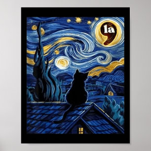 Halloween Sterrennacht Black Cat Comma La Kamala H Poster