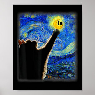 Halloween Sterrennacht Black Cat Comma La Kamala Poster