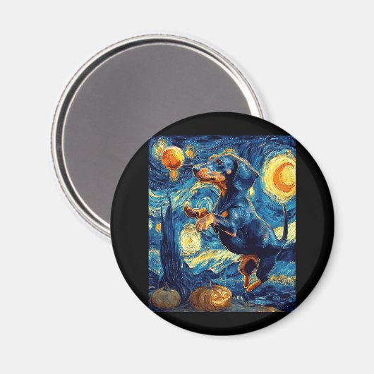 Halloween Sterrennacht Puppy Teckel Magneet (Voorkant / Achterkant)