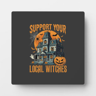 Halloween Steun Je Lokale Heksen Spokenhuis Fotoplaat