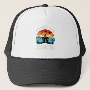 Halloween Steun Je Lokale Heksen Spokenhuis Trucker Pet