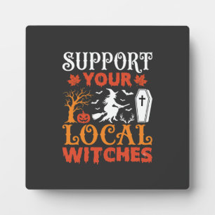 Halloween Steun Je Lokale Heksen Vintage Grafisch Fotoplaat