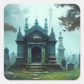 Halloween Sticker begraafplaats Mausoleum begraafp (Voorkant)