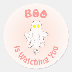Halloween Sticker Boo Kijkt Naar Jou