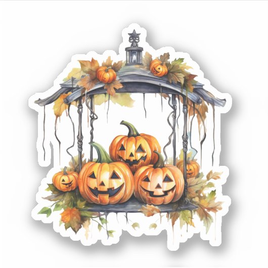  Halloween Sticker Drie Happy Pumpkins (Voorkant)