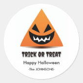 Halloween Sticker - Driehoek pompoen gezicht (Voorkant)