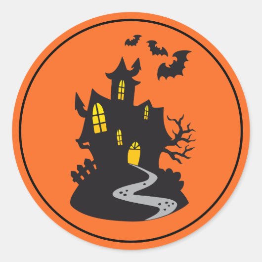 Halloween Sticker-Haunted House Ronde Sticker (Voorkant)