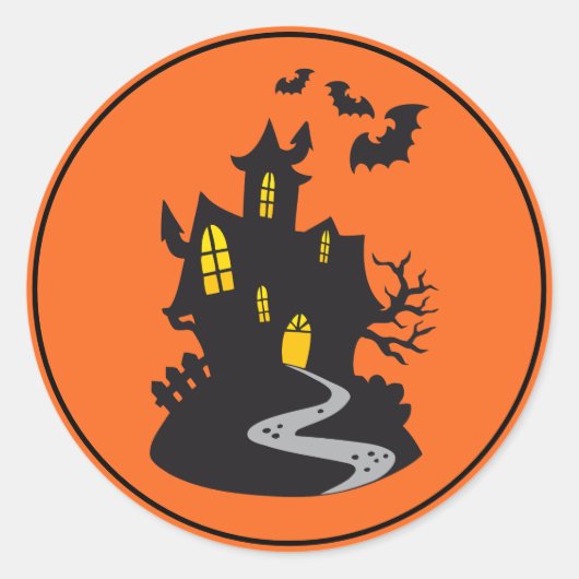 Halloween Sticker-Haunted House Ronde Sticker (Voorkant)