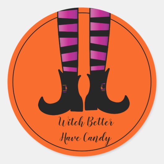 Halloween Sticker-heks Ronde Sticker (Voorkant)