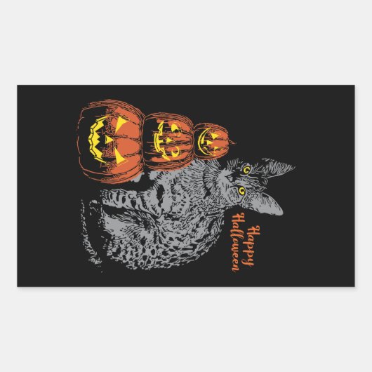 Halloween Sticker - Kat Pumpkins (Voorkant)