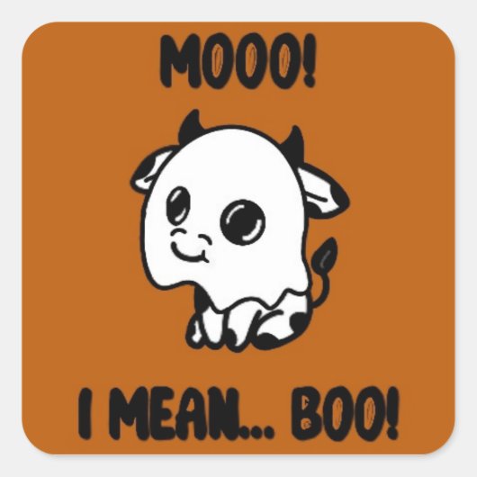 Halloween sticker koe spook (Voorkant)
