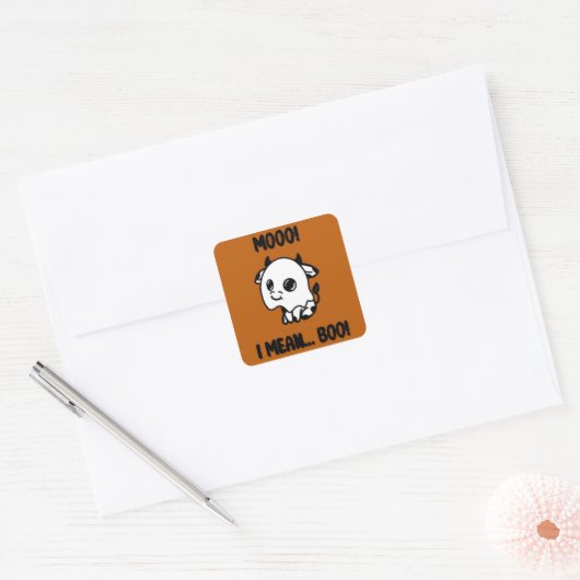 Halloween sticker koe spook (Envelop)