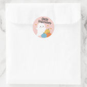 Halloween Sticker met roze Ghost en Snoep (Tas)