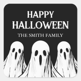 Halloween sticker met zwarte en witte geest
