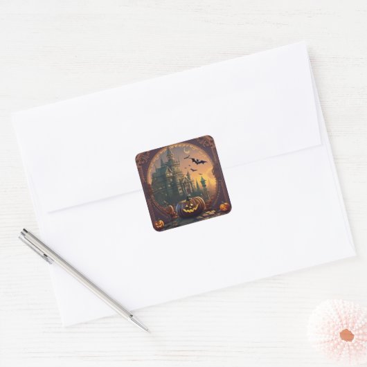 Halloween Sticker pompoen scène twee (Envelop)