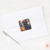 Halloween Sticker - Waterverf Zwarte Kat Heksenhoe (Envelop)