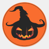 Halloween Sticker-Witch Pumpkin Ronde Sticker (Voorkant)