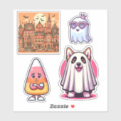 Halloween Stickers Candy Corn Ghosts en vleermuize (Vel)