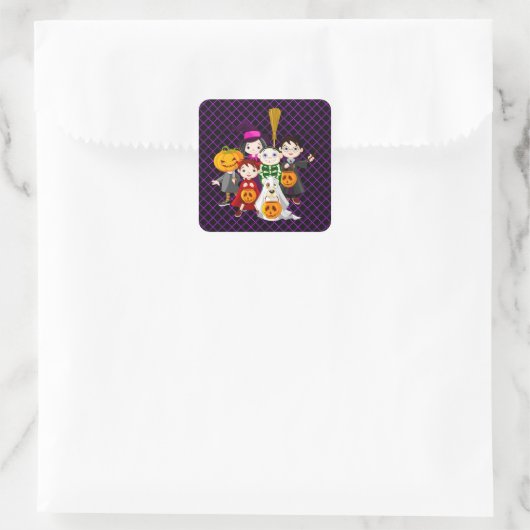 Halloween Stickers-De Bende Vierkante Sticker (Tas)