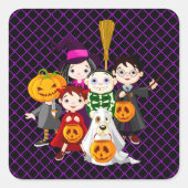 Halloween Stickers-De Bende Vierkante Sticker (Voorkant)